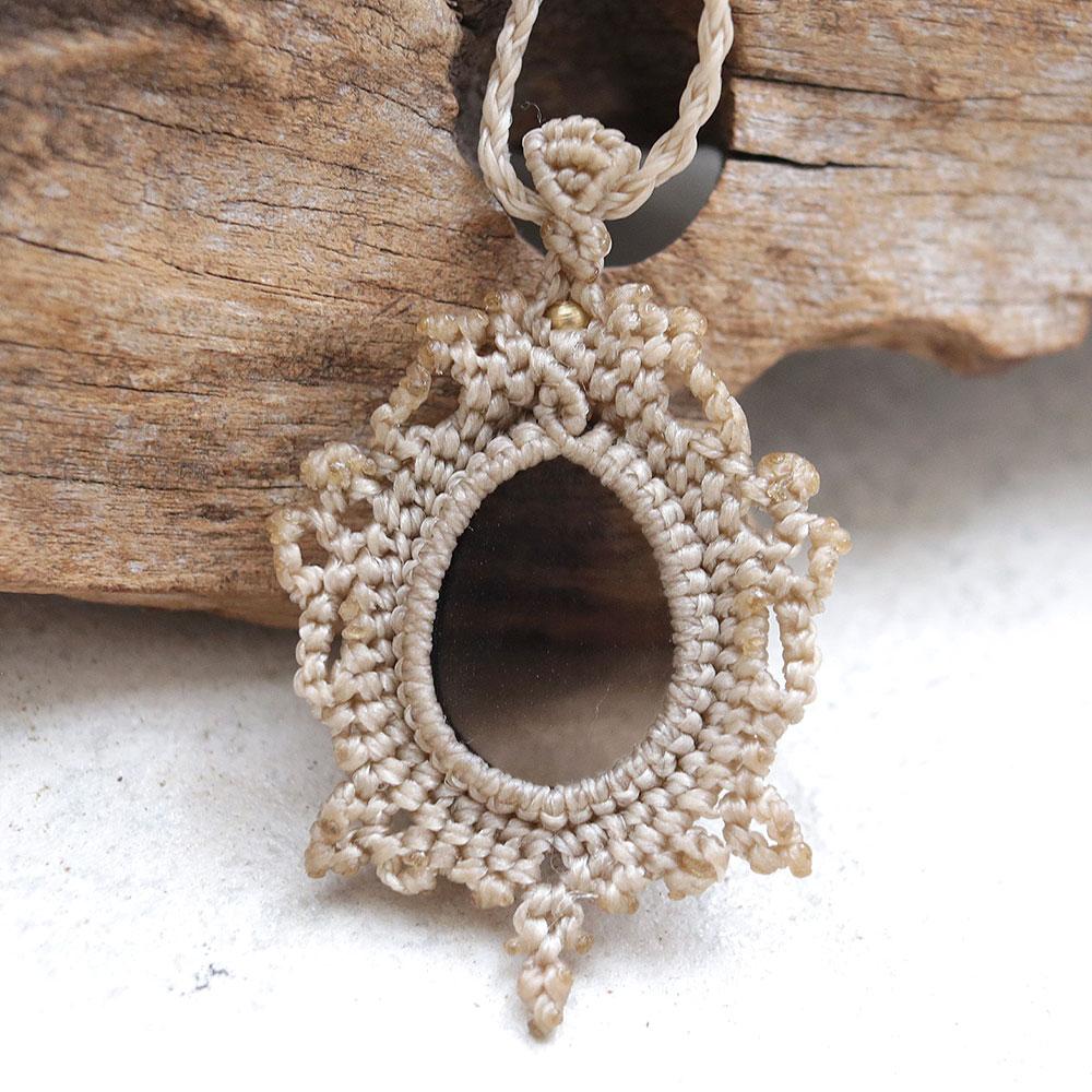 スモーキークォーツマクラメネックレスmac473天然石エスニックアジアンエキゾチックなアレルギーフリーのアクセサリー | 11枚目