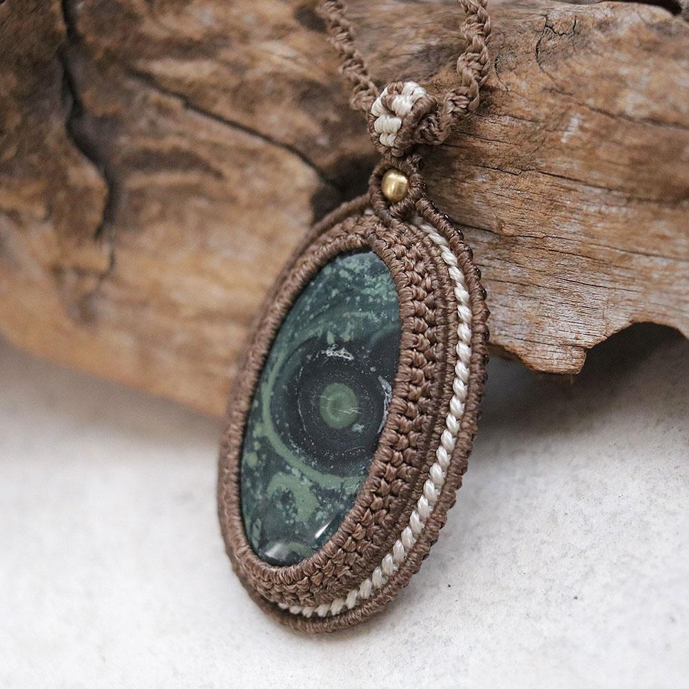 ギャラクシージャスパーマクラメネックレスmac477天然石エスニックアジアンエキゾチックな大振りアクセサリー | 3枚目